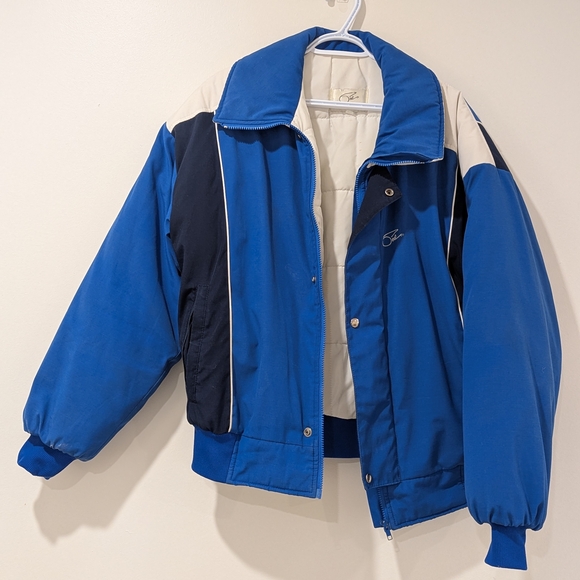 RARE Retro Men's Made-in-Canada Ski Bomber Jacket Blue Colorblock 80s 90s M/L - Picture 3 of 16